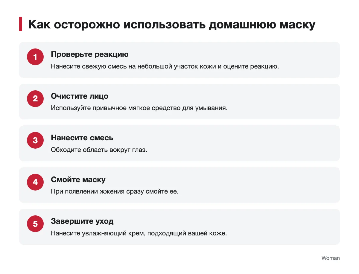 Этапы нанесения и смывания домашней маски Порядок осторожного применения домашней маски для лица